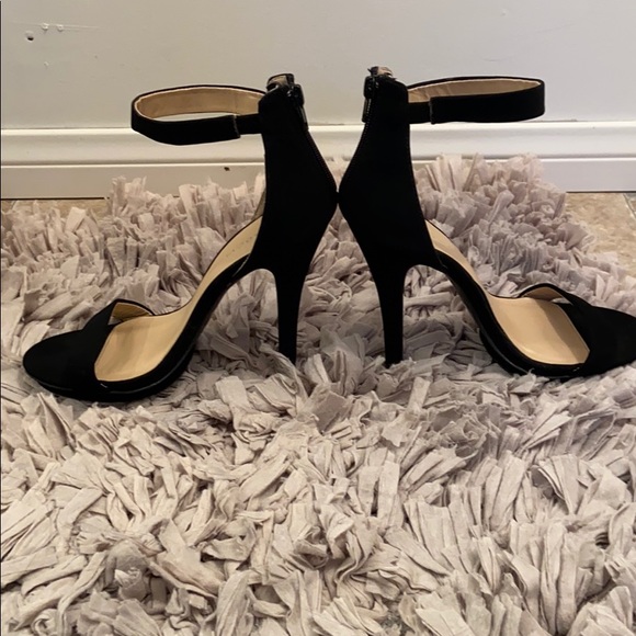 Black Suede Ankle Strap Heels - Picture 4 of 8